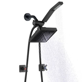 GUOYINDONG 2 Handle Shower Faucet set, Matte Black Two Handle Shower Faucets Sets Complete 2 Knob Shower Faucet and Hand Shower, GD2HS002