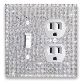 (1PCS) BLING LIGHT SWITCH COVER SILVER RHINESTONE OUTLET COVER SHINY WALL PLATE COVER CRYSTAL SPARKLE SOCKET