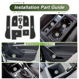 BSTW Car anti-slip mats for VW Golf 7 7.5 (2013-2019), faithful rubber mat for centre console, cup holder and door holders, suitable for VW Golf 7 GTD GTI GTE R (white)