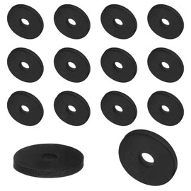 QUARKZMAN Pack of 16 Rubber Washers Rubber Spacers 25.4 mm OD 6.4 mm ID 3.2 mm Height Round Rubber Spacer Sleeves Rubber Bushing Eyelets Thick Rubber Washers for Home Car Accessories Black