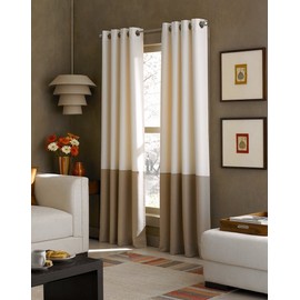Curtainworks Curtain Panel, Polyester, Cream/Black, 108 in