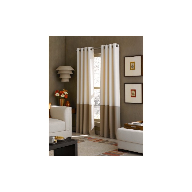 Curtainworks Curtain Panel, Polyester, Cream/Black, 108 in