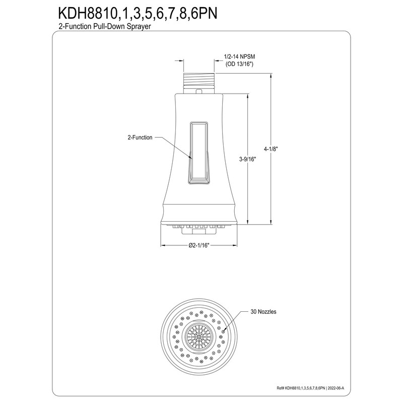 Kingston Brass KDH8810 Gourmet Scape 2-Function Pull-Down Kitchen Faucet Sprayer