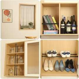 3 Pcs Tension Rod, OEH Short Tension Rod, No Drilling Small Tension Rods for Closet, Rustproof Spring Rod, Mini Thin Tension Rods for Cabinets, Cupboard, Wardrobe Bars, Bookcase, Black (10-15.7 inch)