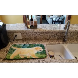 Caroline's Treasures SS8859DDM Golden Retriever Dish Drying Mat Absorbent Dish Drying Mat Pad for Kitchen Counter Dish Drainer Mat for Countertop, 14 x 21", Multicolor