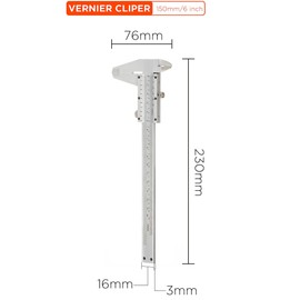 YoiYee Stainless Steel Vernier Caliper 150mm/6" - Precision Measuring Slide Ruler with Depth Gauge in Protective Case