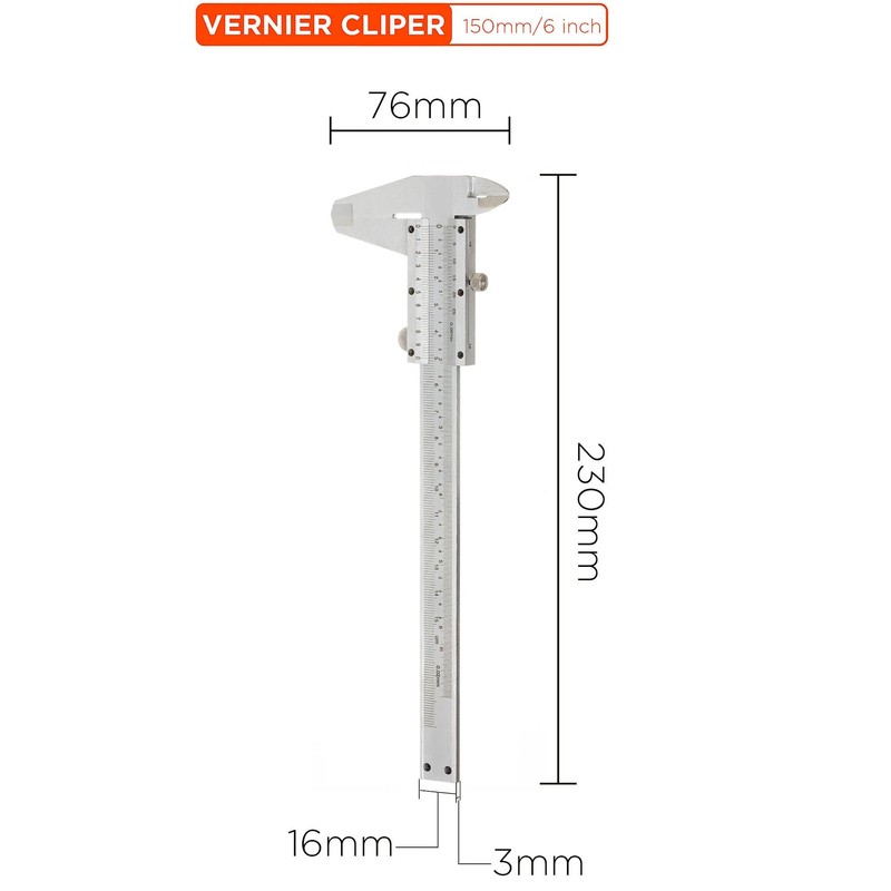 YoiYee Stainless Steel Vernier Caliper 150mm/6" - Precision Measuring Slide