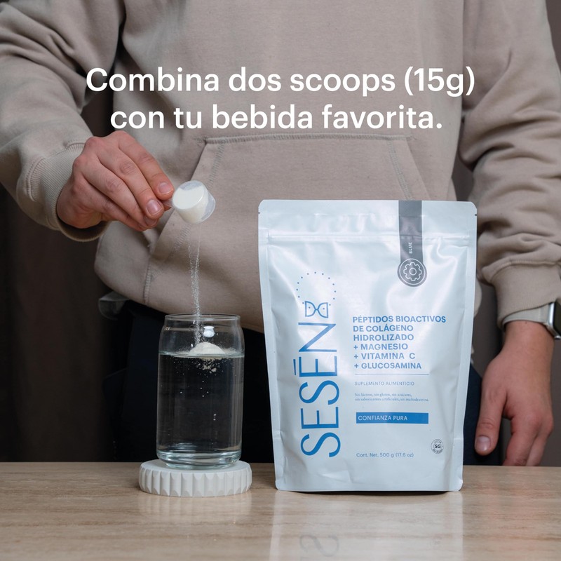 SESĒN Colágeno Hidrolizado en polvo + Vitamina C + Magnesio+