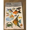 NIP VTG DENNISON TROPICAL FISH & CRAB STICKERS 4 SHEETS