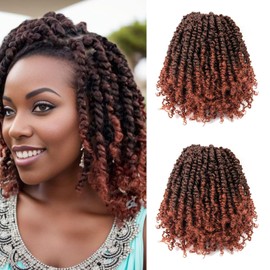 Short Passion Twist Hair Pretwisted Passion Twist Crochet Hair Deep Wave Braiding Braids Crochet Hair Pretwisted Synthetic Crochet Hair Extension (8 Inches, T350#)