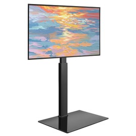 WKWKER Floor TV Stand for 27-65 inch LED Screen Adjustable TV Stand with Mount Swivel Floor Televisions Stand with Tempered Glass Base for Corner Bedroom Living Room Max VESA 400x400mm