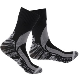 RANDY SUN Waterproof Wading Socks, Mens' Cushion Dry Warm Socks Moisture Wicking Comfortable Hiking Socks 1 Pair (Black&Gray,Medium)