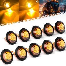 BJZ 3/4" Strobe+Marker Lights Dual Function Amber Trailer LED Side Clearance Tail Bumper Griller Flash Lights 12V Turn Signal Warning Indicator Waterproof Light for Trailer Truck Van RV ATV Bus, 10Pcs