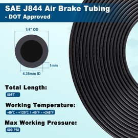 Boeray 50FT 1/4 DOT Air Line SAE J844 PA12 Nylon Air Hose with Cutter 1/4” OD Pneumatic Tubing DOT Approved 1/4 Air Brake Hose for Air Suspension Kit Truck Trailer Brake System & Fluid Transfer 15.5m