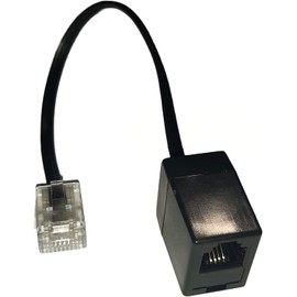 Dadusto RJ45(8p4c) Male to RJ11(6p4c) Female/Cable: 4 Core Flat and Black/Length 0.15 m Pack of 5