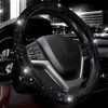 Universal Shiny Black Car Steering Wheel Cover with Bling Rhinestones