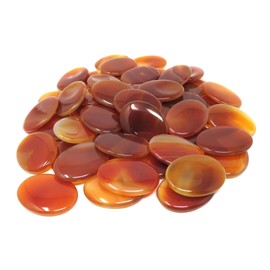 Worry Stone - 1.5 Inches Wide - May Have Some Natural Divots - Colors Vary - No Two Stones are Alike - Great Gift (Orange)