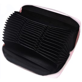 Easyoulife Womens Genuine Leather Credit Card Holder Wallet RFID Secure 36 Slots (Pink)