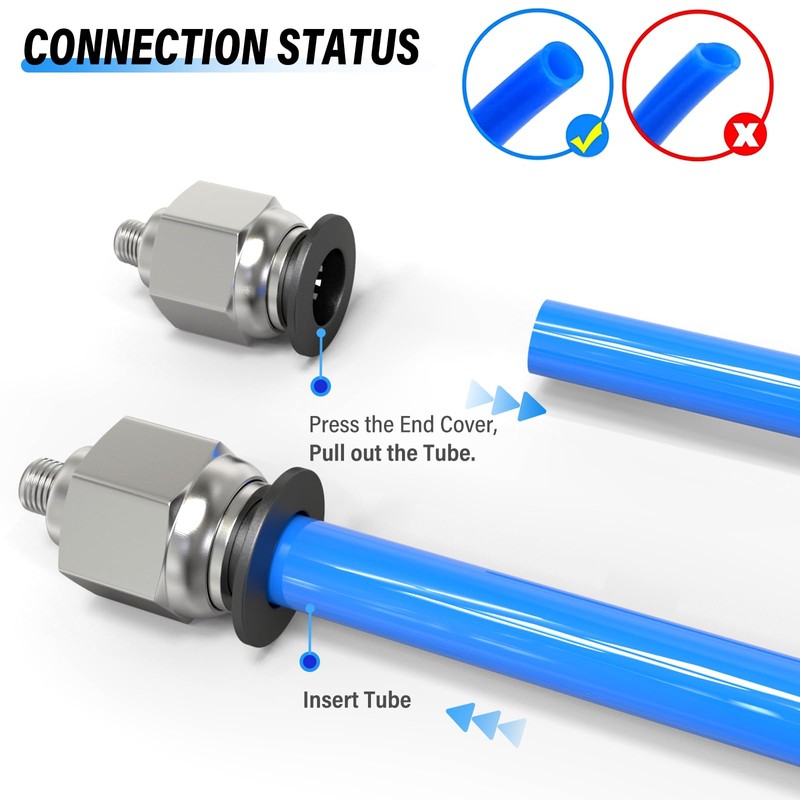 TAILONZ PNEUMATIC Male Thread Straight 4mm OD M6 Thread Push