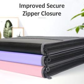 Sooez Accordion File Organizer with Safe Zipper, 8 Pocket Expanding File Folder with Front Pencil Pouch, Portable Monthly Paper Bill Tax Receipt Organizer, School Office Supplies, Letter Size, Purple