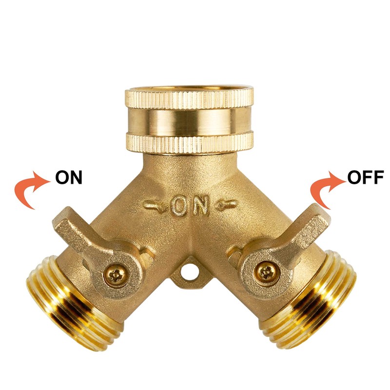 Triumpeek Brass Garden Hose Splitter, 3/4 Inch 2-Way Y Brass