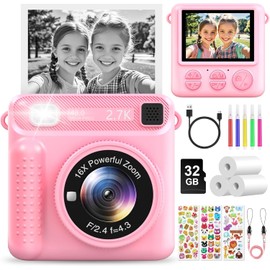 LUVTOY Sofortbildkamera Kinder, 1080P 2,4 Zoll Bildschirm KinderKamera mit 32G Karte & Druckpapier, Kinderspielzeug Geburtstag Weihnachten Geschenke für Jungen Mädchen 3-12 Jahren