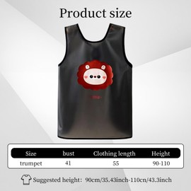 Ärmellose Kinderschürze – Verstellbare, Wasserdichte, ölbeständige Schürze mit Rundhalsausschnitt, Atmungsaktivem Netzdesign und Cartoon-Motiv, Leicht zu Reinigen, Zum Backen, Malen (Löwe)