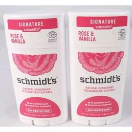 Schmidtâ‘S 2x Schmidt's Rose + Vanilla Natural Deodorant Stick 2.65 oz. each Aluminum-Free