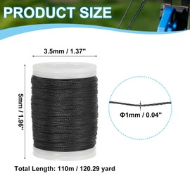 sourcing map Archery Recurve Bow String Serving Thread 120 Yard / 110 m Nylon Bowstring for Recurve Bow Compound Tying Sight Nock Point (Black)