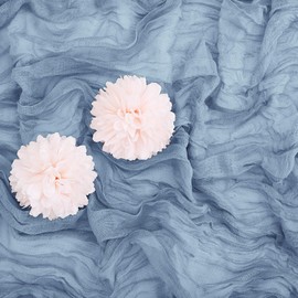 Aktor 12 Pack Dusty Blue Table Runner Boho Cheesecloth Table Runner Semi Sheer Gauze Fabric Table Runner for Wedding Birthday Baby Shower Party Boho Table Decoration（Dusty Blue）