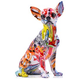 XYQXYQ Colored Graffiti Bulldog Sculpture, Graffiti Art Standing British Bulldog French Bulldog Statue Decoration, Color Dog Fashion Resin Technology Decoration Dog (A)