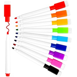SULOLI Magnetic Dry Erase Markers, 9Pcs Fine Tip Point Whiteboard Markers with erases White Board Dry Markers for Teachers Office