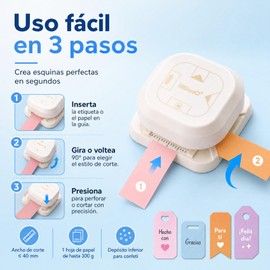 Yosoo Health Gear 4 en 1 Etiqueta Punch, Cortador de Papel Multifuncional con Almacenamiento de Confeti para la Tarjeta de álbum de Recortes de Esquina