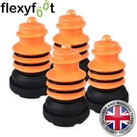 Flexyfoot Shock Absorbing Crutch Ferrule Replacement Foot – Universal Fit Across Flexyfoot Ferrule Range - Improves Grip and Safety, Reduces Slips, Reduces Shock from Impacts – Black – Pack of 4