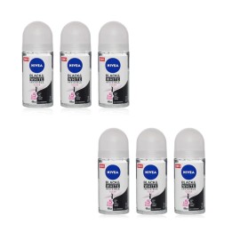 Nivea Black & White Invisible Clear Deodorant, 1.7oz(50ml) (Pack of 6)