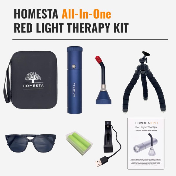 HOMESTA Red Light & Blue Light Device, 5-in-1: 460nm, 630nm,