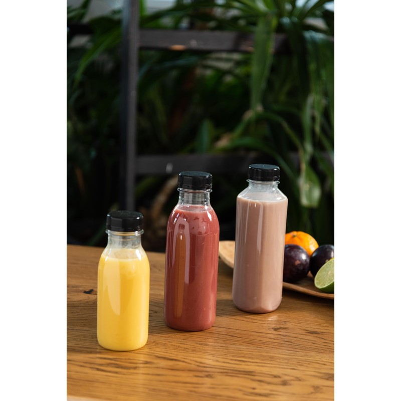Nipter Plastic Bottles for Filling, Square Bottles, Transparent Smoothie Bottle,