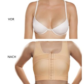 Bafully Post-operative support sports bra front closure racerback removable padded bra for women, beige
