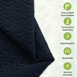 Wedge Pillow Cover for 25x24x12 Bed Wedge Pillow, Hypoallergenic Replacement Case Cover with Zipper & Pockets, Navy Blue