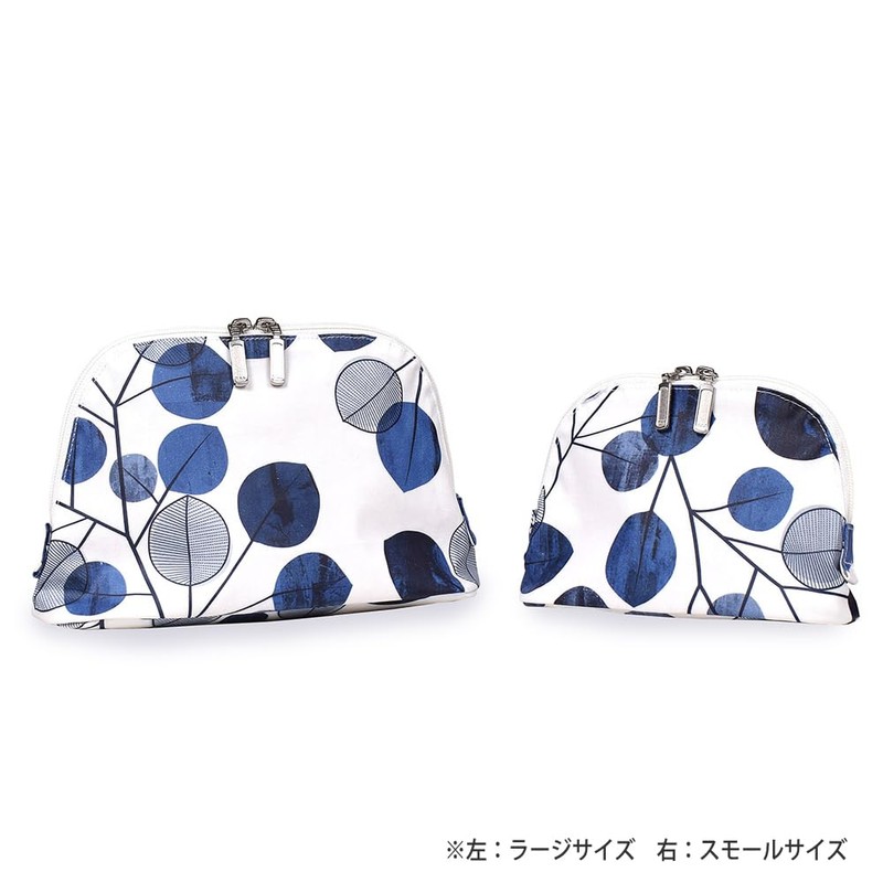 Round Pouch Women's Cute Cosmetics Scandinavian Makeup Pouch L Navy