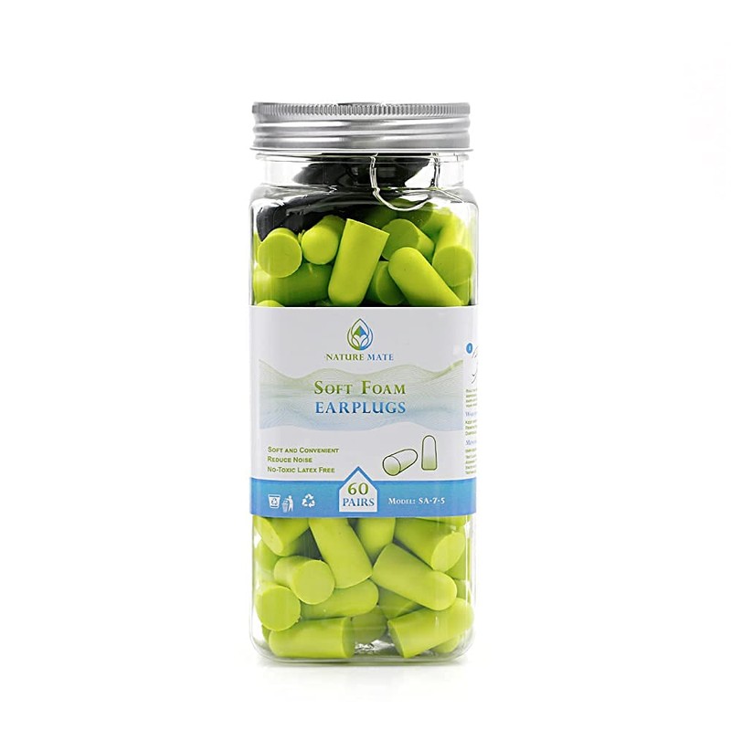 Nature Mate Super Soft Reusable Foam Earplugs 38dB Highest SNR