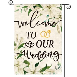 AVOIN colorlife Floral Wedding Ceremony Garden Flag 12x18 Inch Double Sided Outside, Marriage Welcome Romantic Yard Outdoor Decoration