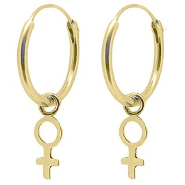 ENTREPLATA 925 Sterling Silver Earrings 24K Gold Plated Symbol for Women Female Female Venus Sterling Silver, Sterling Silver