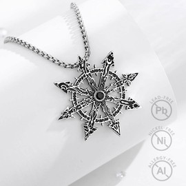 EUDORA Harmony Ball Seal of the Lilith Moon Necklace for Women Sterling Silver 925, Vintage Hekates Wheel Triple Moon Goddess Witcher Necklace Wicca Pendant Amulet Runes Jewellery, Gift for Women,