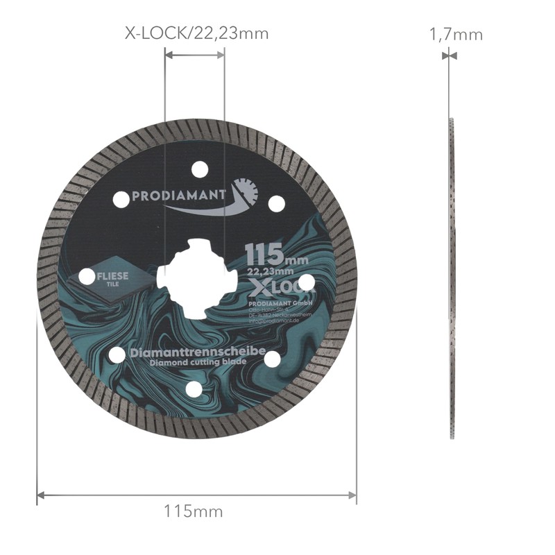 PRODIAMANT Diamond Cutting Disc X-Lock 115 mm for Tiles &