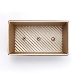 Monfish Stampo Per Pane in Cassetta con Coperchio Stampo Per Pane Toast ondulato Stampo per Pagnotta con Chiusura Alluminio Alu Antiaderente Oro 450g di Pasta