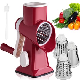 HANSGO Rotary Cheese Grater, Hand Crank Cheese Shredder, 3 Metal Blades & Cleaning Brush, Non-slip Suction Base, Labor-Saving Handle, Kitchen Gadgets for Vegetable, Nuts, Christmas Gifts for Women