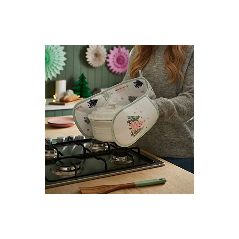 Christmas Textiles Frosty Trees Recycled Double Oven Glove