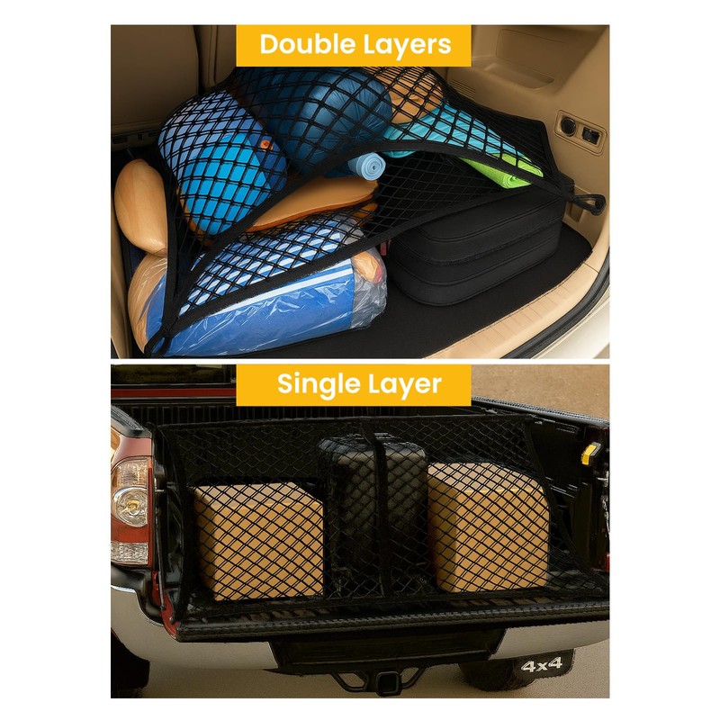 GROWNEER Car Truck Cargo Net, Highly Elastic Stretchable Mesh Organizer