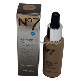 No7 Airbrush Away Foundation All Skin Types TOFFEE 1 Oz/30 ml - New in Box
